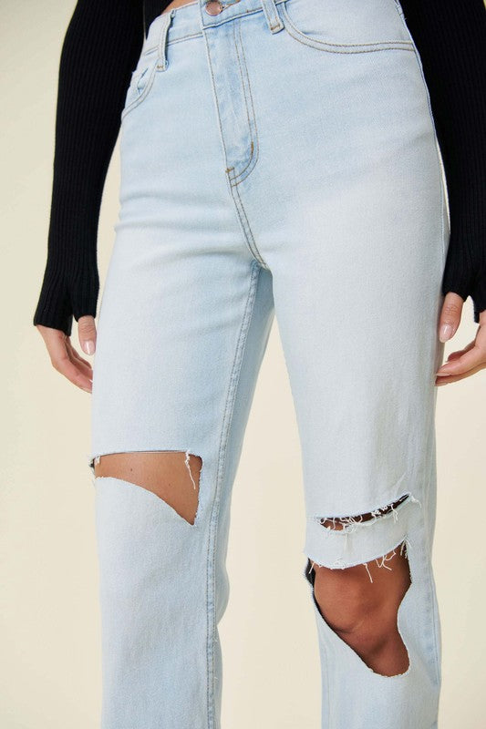 Distressed Wide Leg Jeans