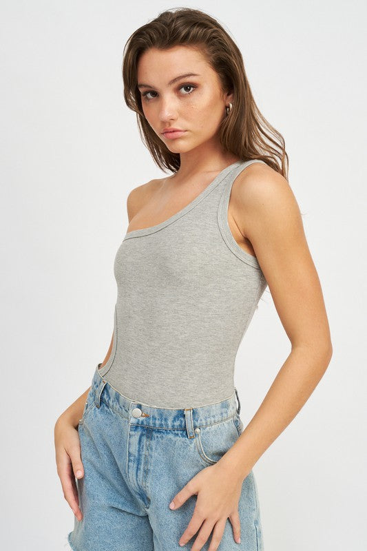 OFF SLEEVE BODYSUIT WITH SIDE CUT OUT