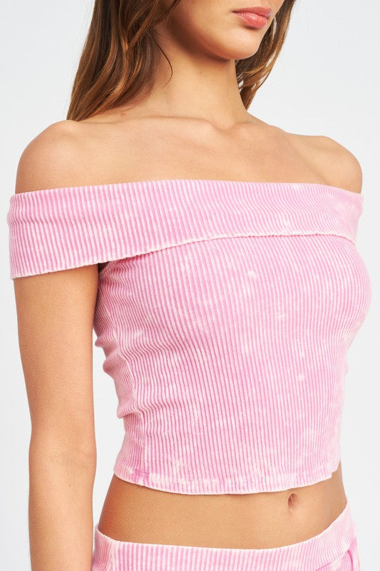 GARMENT DYE STRAPLESS CROP TOP