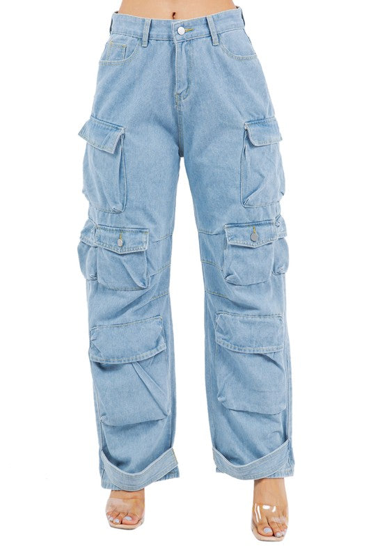 SEXY CARGO STYLE DENIM PANTS